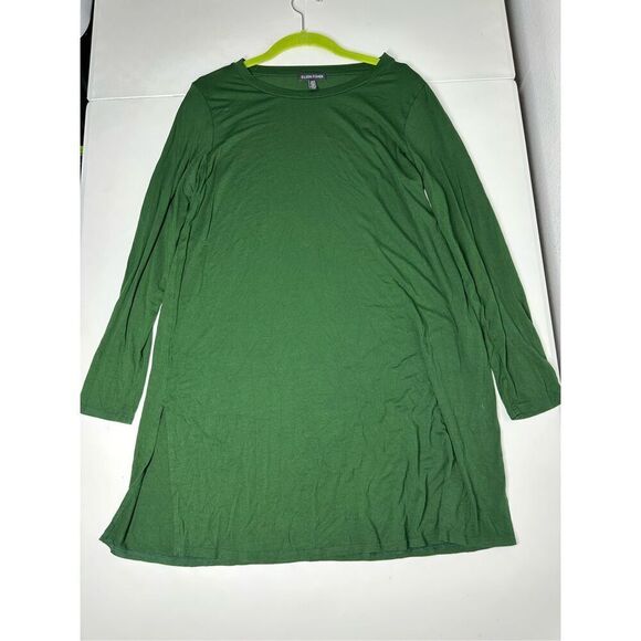 Eileen Fisher Hemlock Roundneck Tunic Dress Size M Green Long-Sleeve Mistletoe - Picture 4 of 10